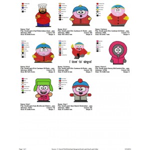Package 8 South park Embroidery Designs